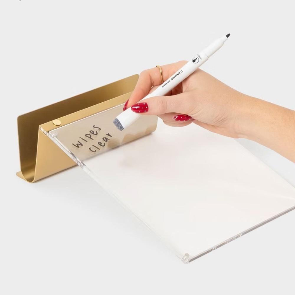 U Brands Clear Acrylic + Gold Desktop Dry Erase Board